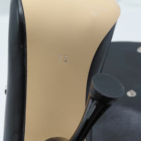 Black Studded Knee High Pointed Toe Stiletto Heel Boots Womens 7.5 Edgy Chic - Picture 7 of 9